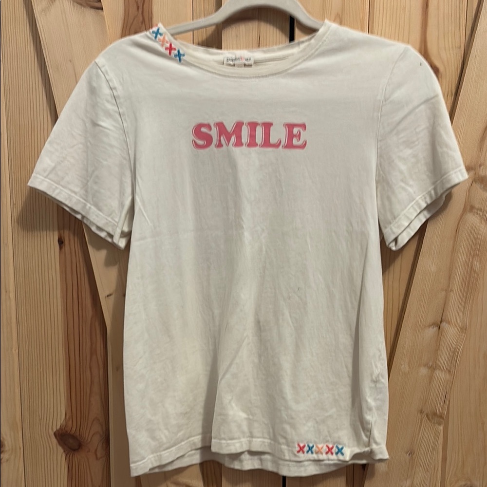 White and Pink Smile Tee Short Sleeve